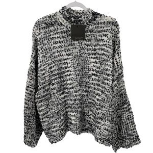 Marc New York Andrew Oversized Confetti Knit Sweater Mock Neck Gray Neutral XL